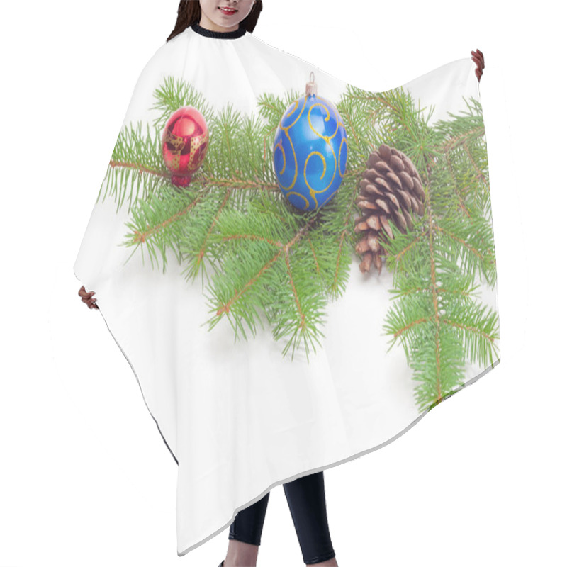 Personality  Branch Of A Fir Tree And Christmas Ornaments Hair Cutting Cape