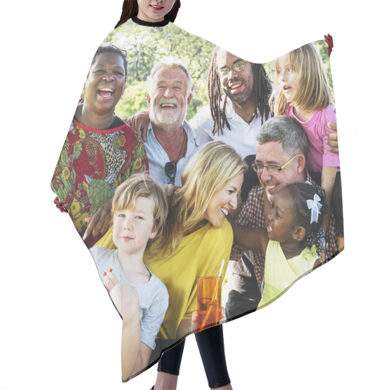 Personality  Family Having Picnic In Park Hair Cutting Cape