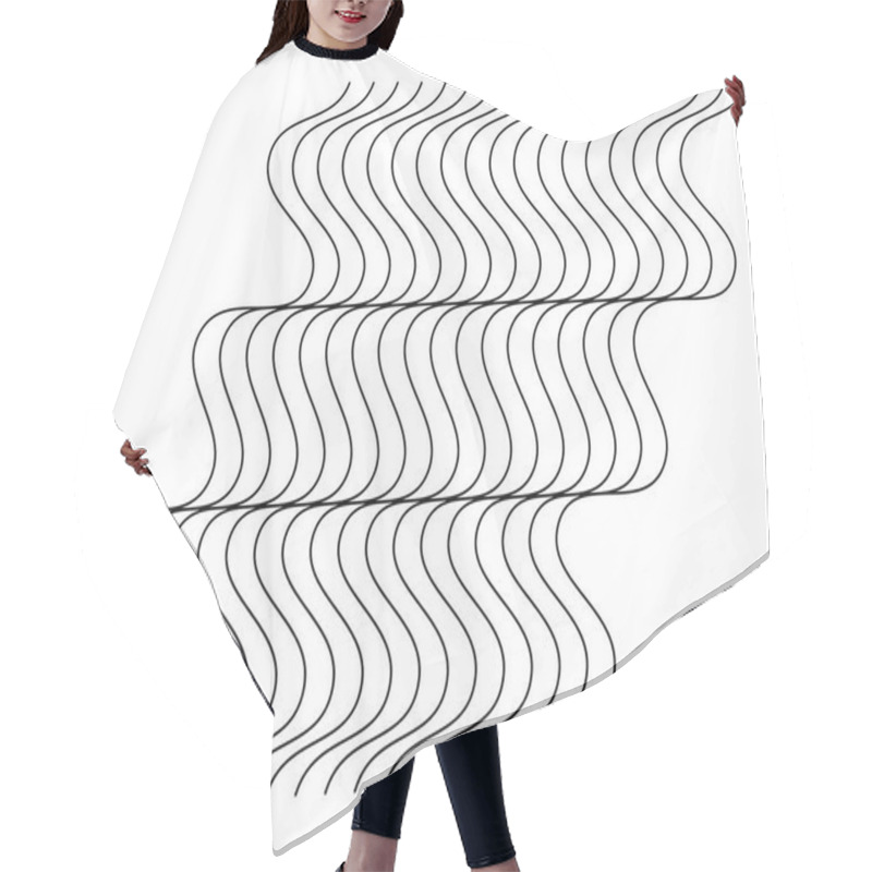 Personality  Abstract Wavy, Waving (zigzag) Lines Element. Vertical Lines, Stripes With Billowy, Undulate Distortion Effect. Curvy, Squiggle Parallel Stripes. Oscillation, Pulse Warp Effect Element Hair Cutting Cape