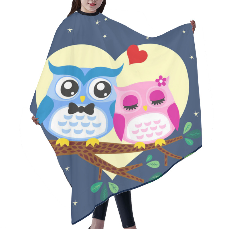 Personality  Owls Couple In Love At Tree Hair Cutting Cape