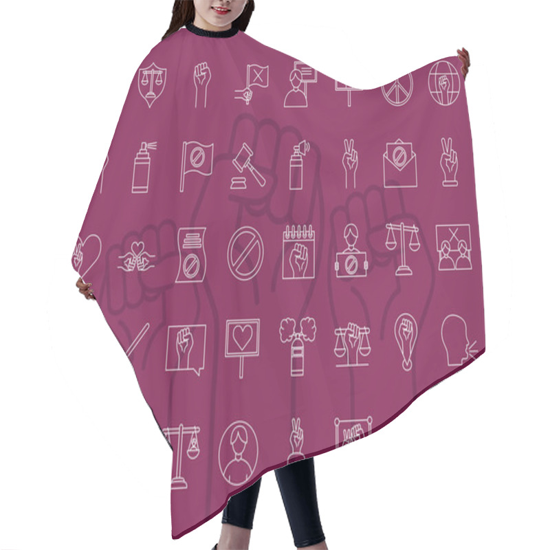 Personality  Human Rights Line Style Icons Collection Vector Design Hair Cutting Cape