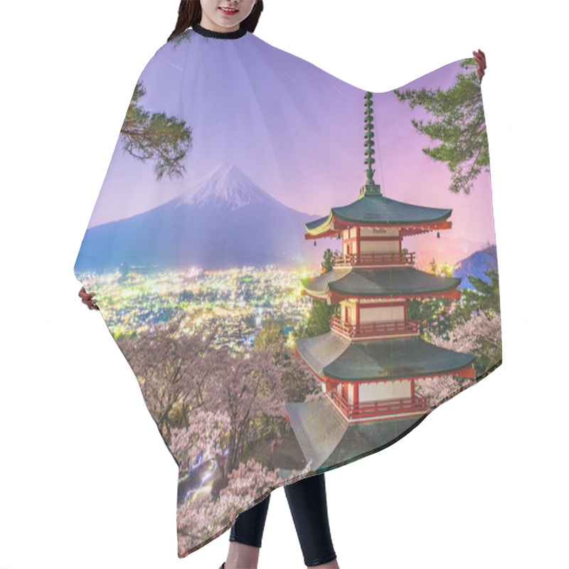 Personality  Fujiyoshida, Japan With Mt. Fuji And Chureito Pagoda Hair Cutting Cape