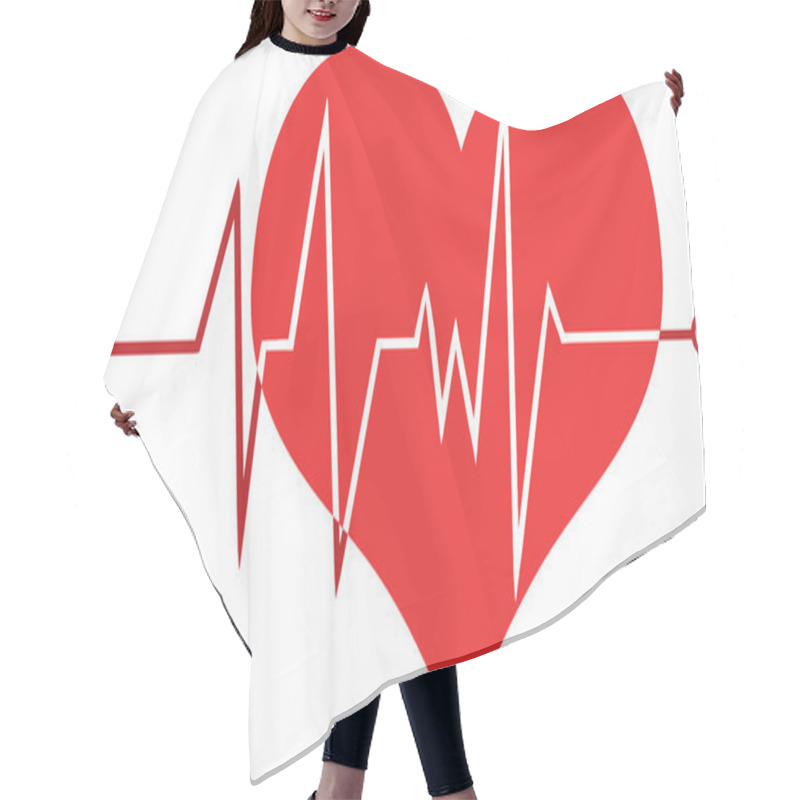 Personality  Ecg Graph On Red Heart Hair Cutting Cape