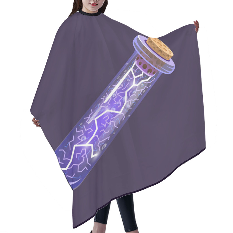 Personality  Bottle Of ElectricityGame Icon Of Magic Elixir. Interface For Rpg Or Match3 Game. Energy, Lightning, Electric. Hair Cutting Cape