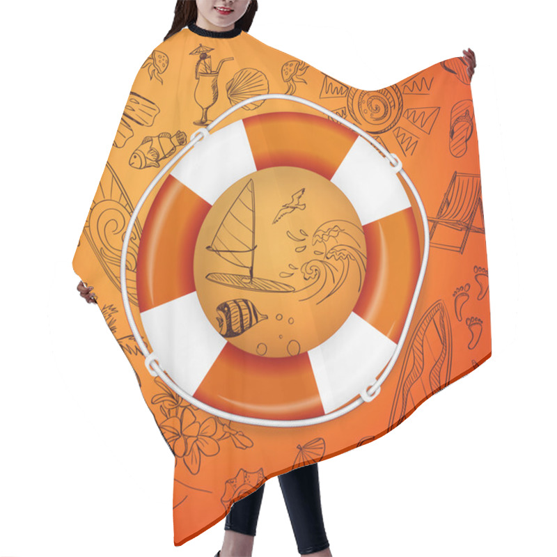 Personality  Life Buoy And Hand Draw Icon Hair Cutting Cape