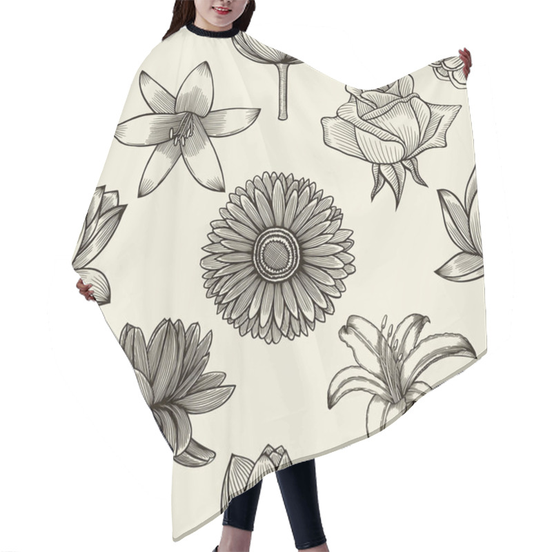 Personality  Seamless Floral Pattern Hair Cutting Cape