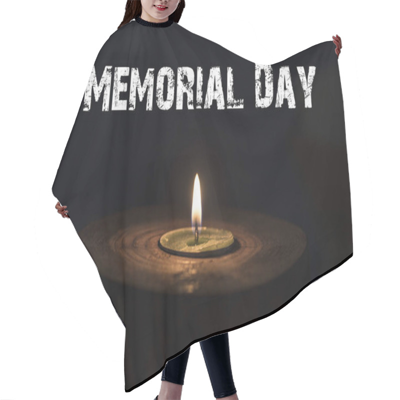 Personality  Memorial Day, Inscription On Black Background And Candle Hair Cutting Cape