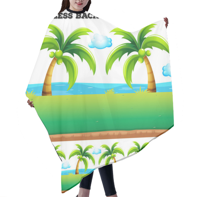 Personality  Seamless Background With Coconut Trees Hair Cutting Cape