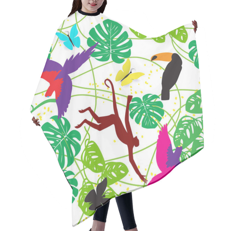 Personality   Colour Seamless Pattern Rainfores On White Backgroundt. Tropical Animals And Insects Hair Cutting Cape