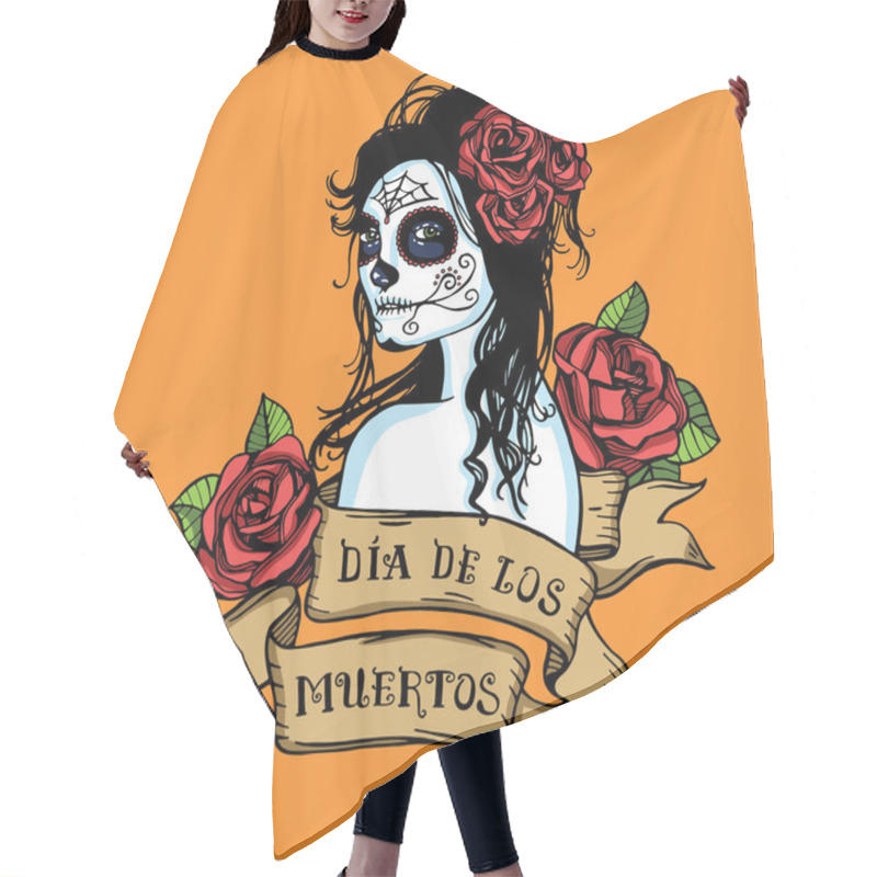 Personality  Girl With Red Roses Hair Cutting Cape