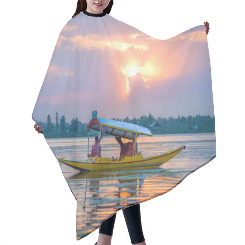 Personality  A Wooden Boat (shikara) In Dal Lake, Srinagar, Kashmir On A Beautiful Sunset Evening Hair Cutting Cape