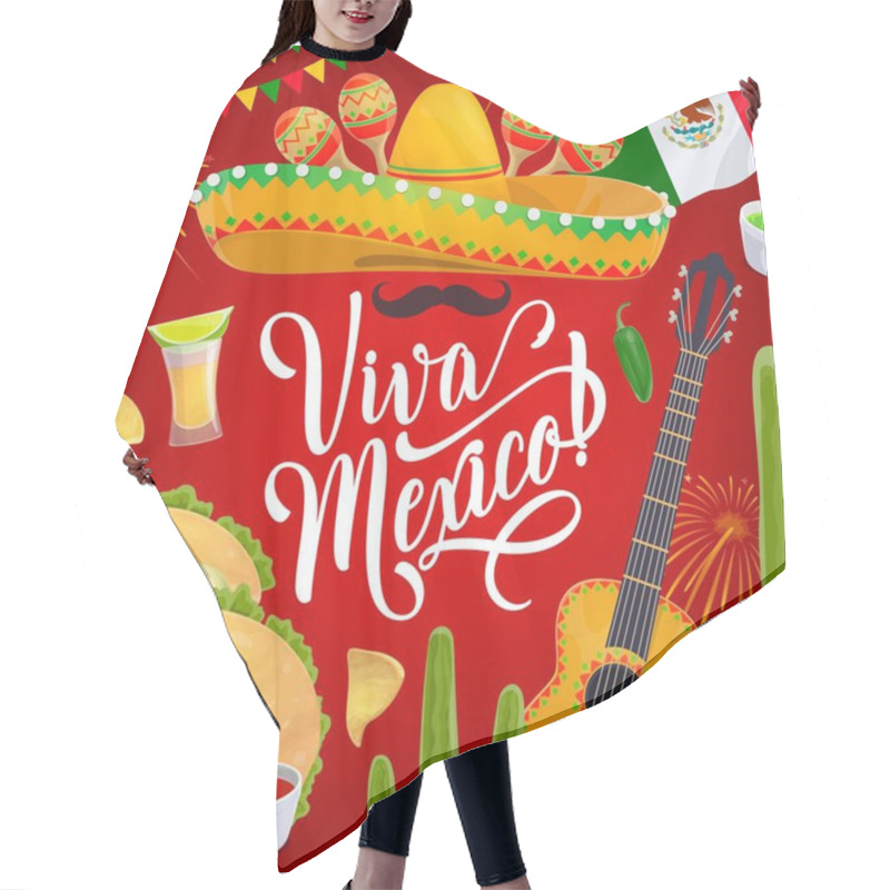 Personality  Cinco De Mayo Sombrero And Maracas, Mexico Holiday Fiesta Vector Design. Mexican Hat, Chili Peppers, Flag And Cactuses, Mariachi Guitar And Mustache, Tacos, Margarita And Nachos, Bunting, Fireworks Hair Cutting Cape