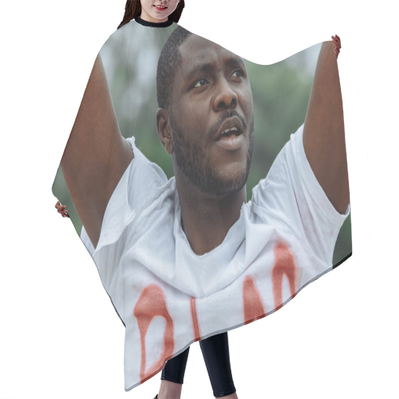 Personality  Black Man Protest Against Injustice, Blm Concept Hair Cutting Cape