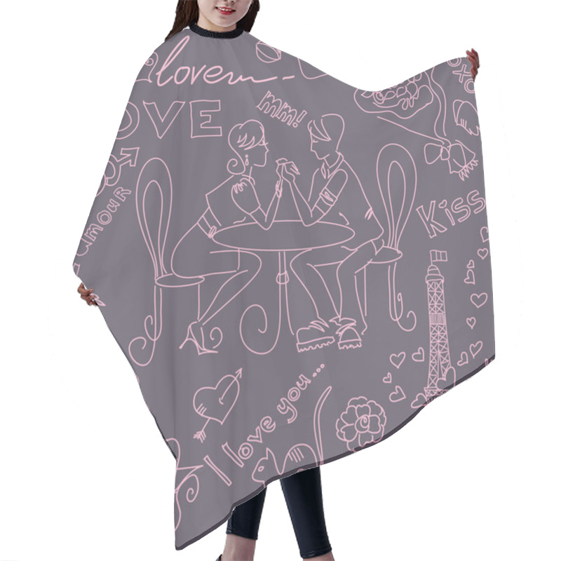 Personality  Valentine Doodles Hair Cutting Cape