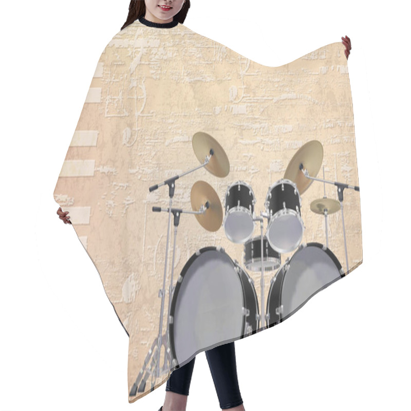 Personality  Abstract Grunge Piano Background With Black Drum Kit Hair Cutting Cape