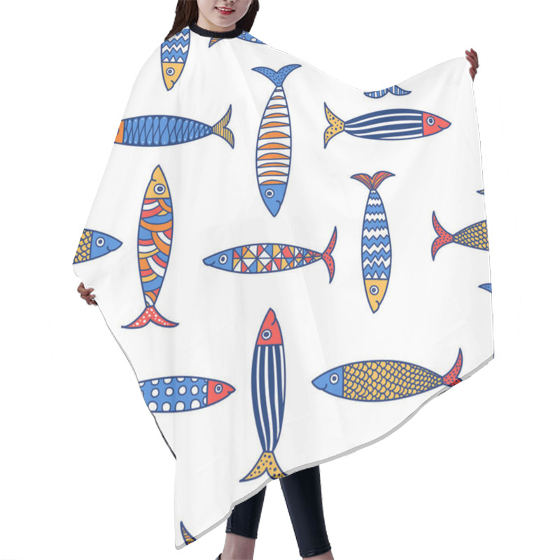 Personality  Cute Fish.  Kids Lbackground. Seamless Pattern. Can Be Used In Textile Industry, Paper, Background, Scrapbooking. Hair Cutting Cape