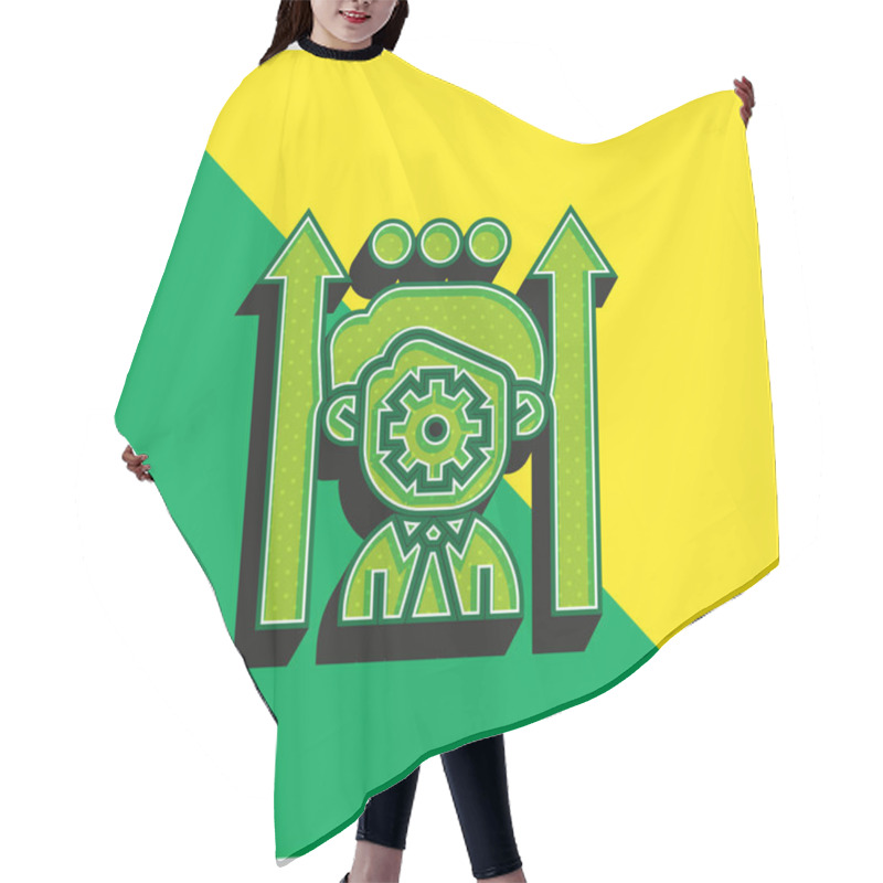 Personality  Boosting Potential Green And Yellow Modern 3d Vector Icon Logo Hair Cutting Cape