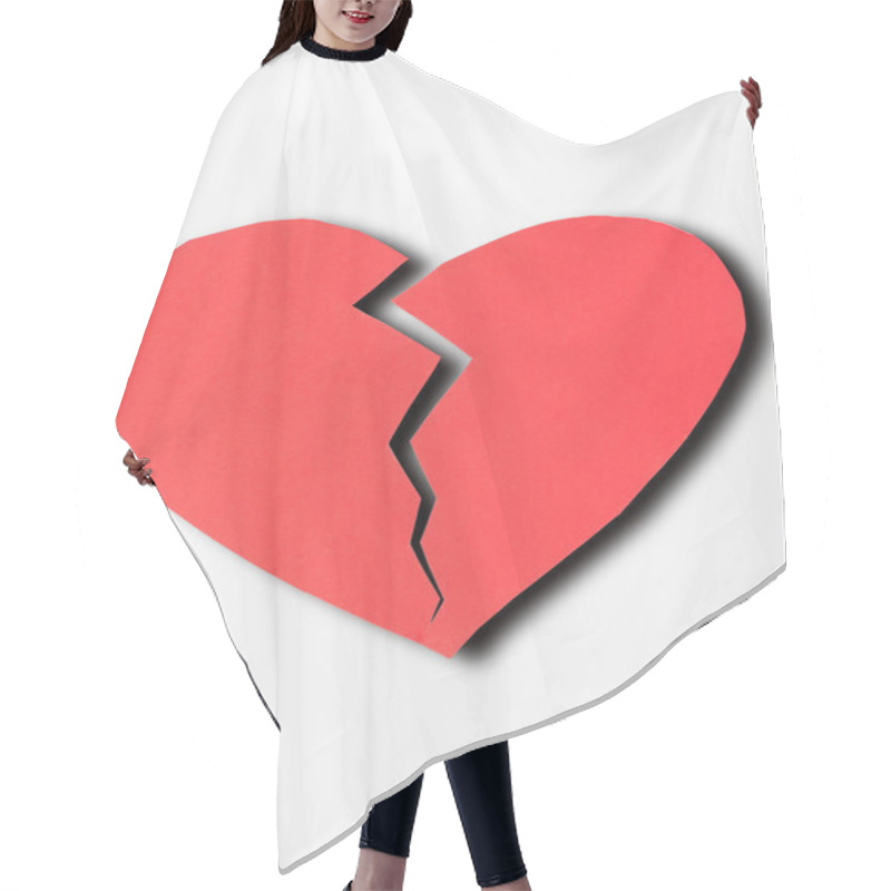 Personality  Close Up Of Paper Broken Heart On White Background Hair Cutting Cape