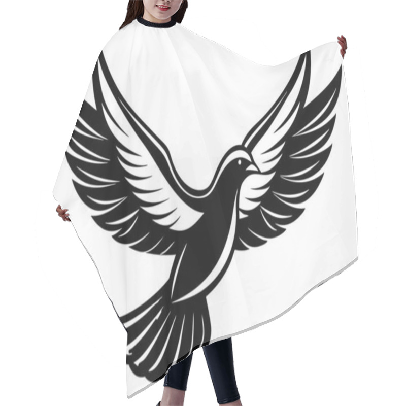 Personality  Stylized Flying Bird Illustration Highlighting Freedom And Grace Hair Cutting Cape