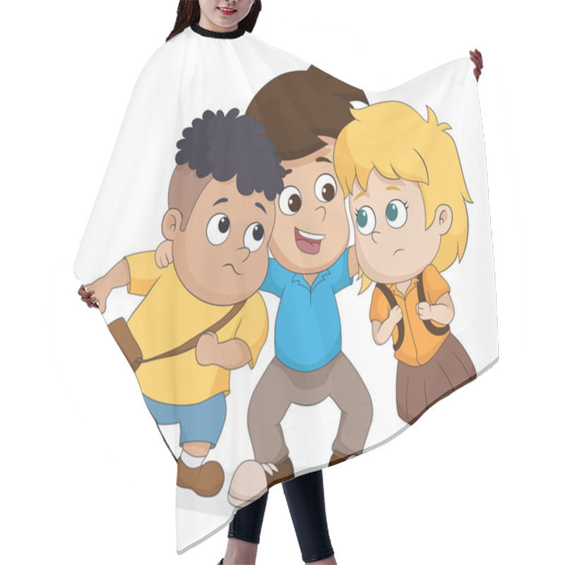 Personality  The Child Group Talking Plan Together. Hair Cutting Cape