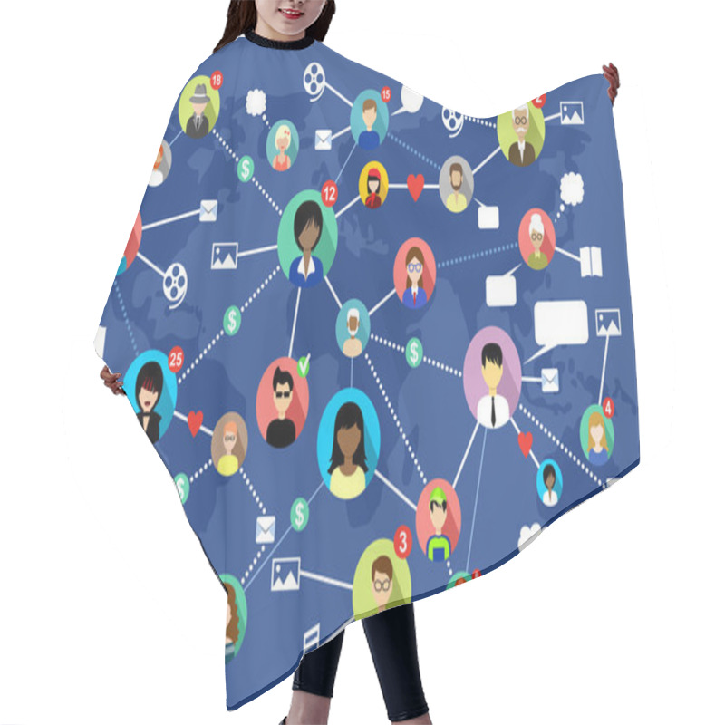 Personality  Social Networks. Internet Communication. Vector Hair Cutting Cape