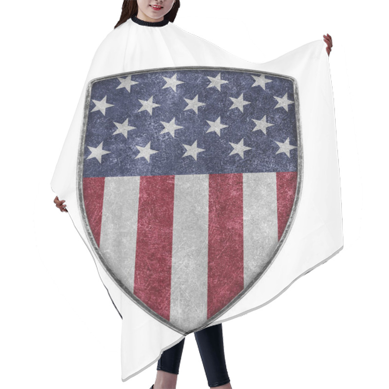 Personality  American Shield With Stars And Stripes Isolated On White Background Hair Cutting Cape