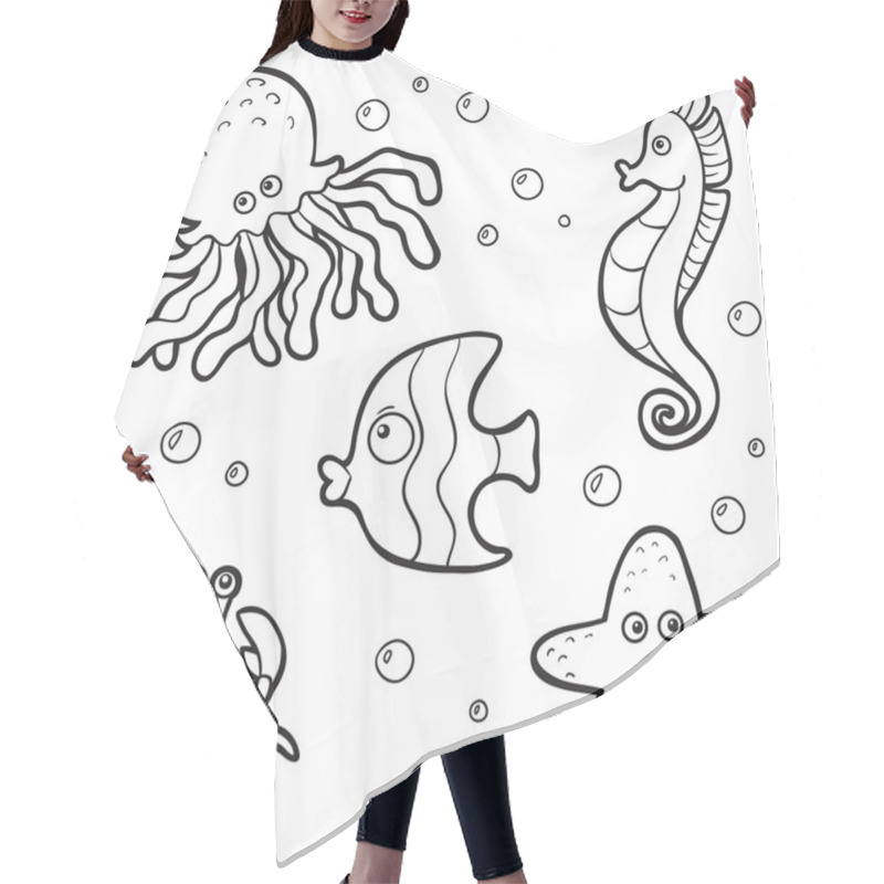 Personality  Set Of Vector Elements (sea Life) Hair Cutting Cape