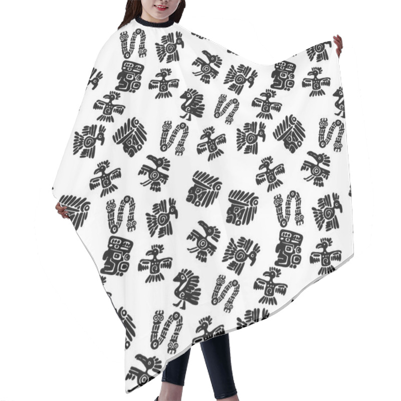 Personality  Seamless Maya Pattern. Black And White Ethnic Elements. Hair Cutting Cape