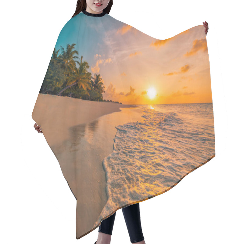 Personality  Beautiful Panoramic Sunset Tropical Paradise Beach. Tranquil Summer Vacation Or Holiday Landscape. Tropical Sunset Beach Seaside Palm Calm Sea Panorama Exotic Nature View Inspirational Seascape Scenic Hair Cutting Cape