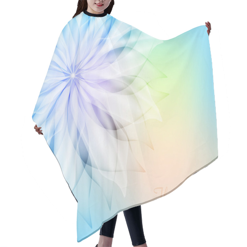 Personality  Delicate Transparent Flower On A Blue Background Hair Cutting Cape