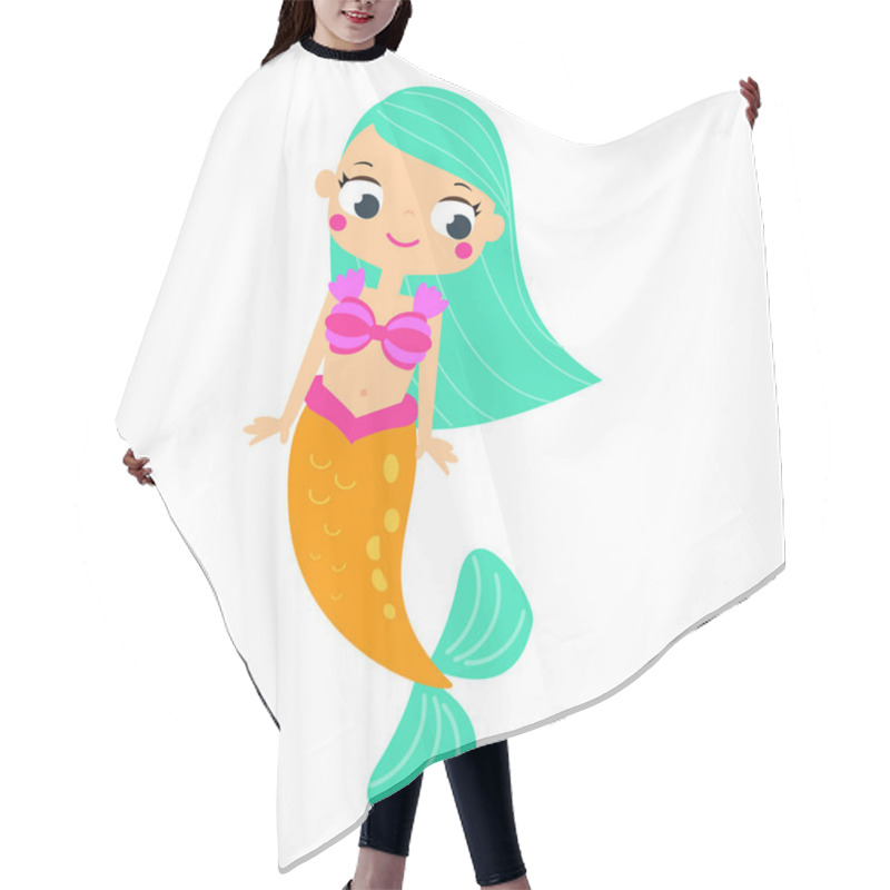 Personality  Cute Cartoon Mermaid. Fairy Creature Character. Vector Clip Art Hair Cutting Cape