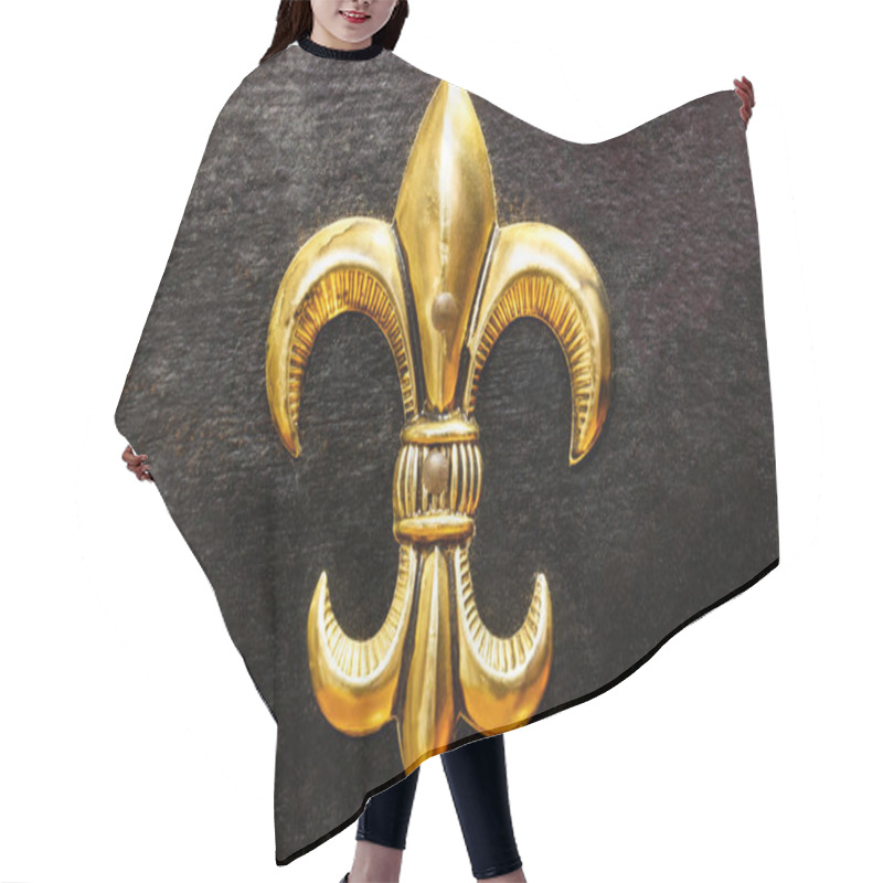 Personality  Gold Fleur-de-lis On Painted Black Background II Hair Cutting Cape