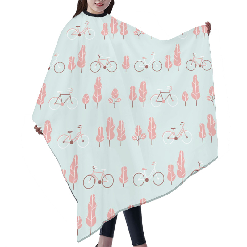 Personality  Seamless Bicycle Pattern. Hair Cutting Cape