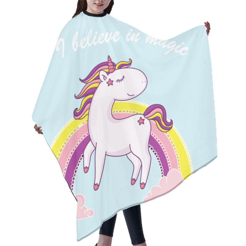 Personality  I Believe In Magic Unicorn Illustration Hair Cutting Cape