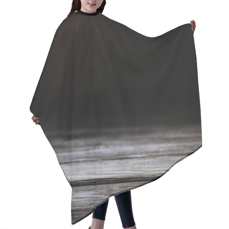 Personality  Grey Rustic Wooden Surface Isolated On Black Hair Cutting Cape