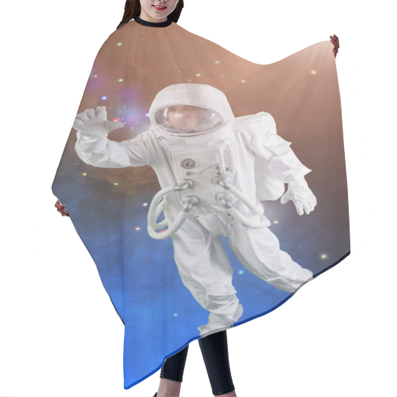 Personality  Astronaut In Space Waving His Hand Hair Cutting Cape