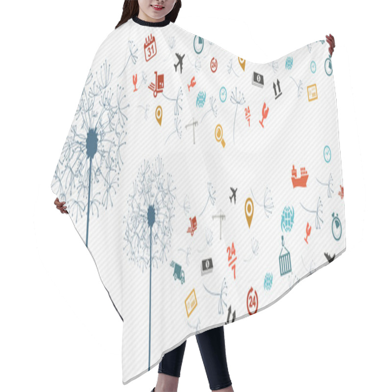 Personality  Shipping Logistics Icons Abstract Dandelion Illustration. Hair Cutting Cape