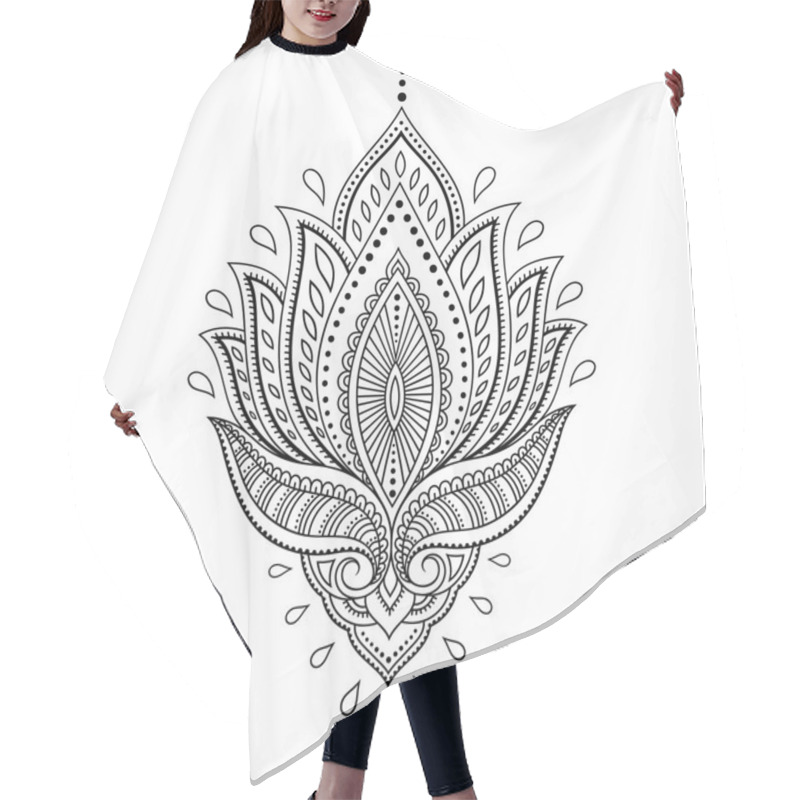 Personality  Henna Tattoo Flower Template In Indian Style. Ethnic  Floral Paisley - Lotus. Mehndi Style. Hair Cutting Cape