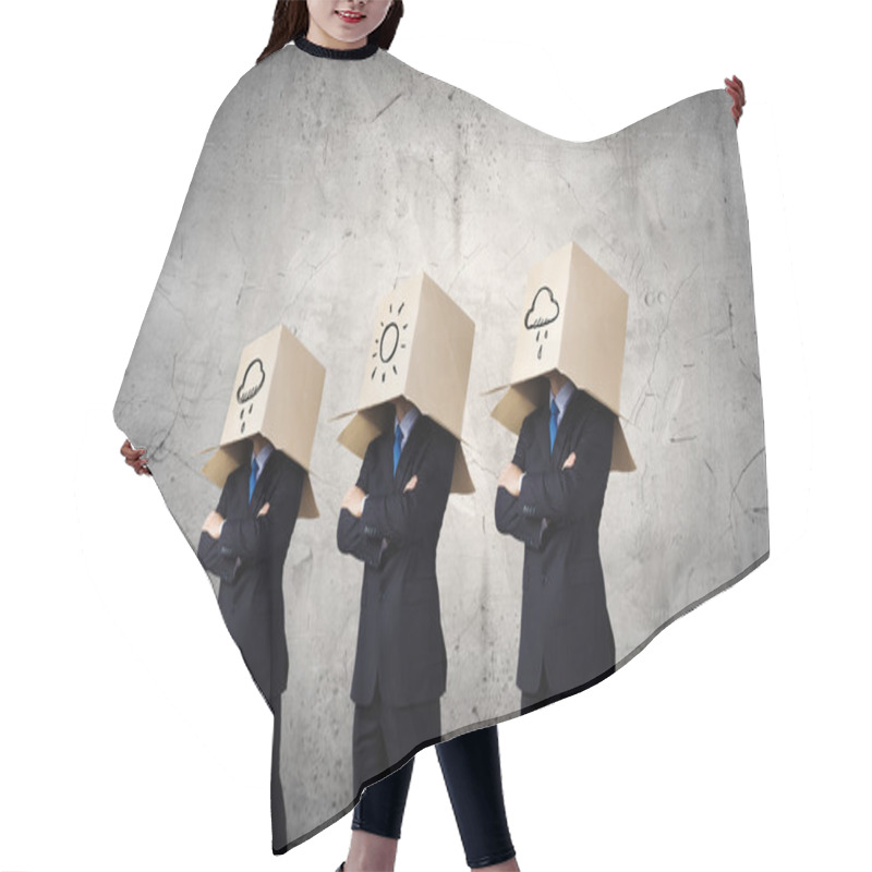 Personality  Man With Box On Head Hair Cutting Cape