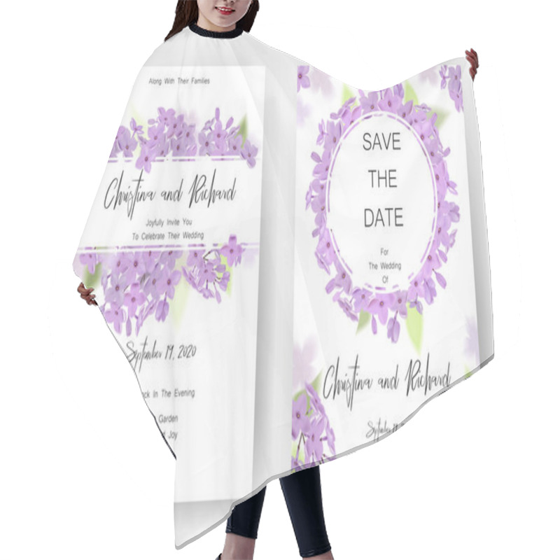 Personality  Save The Date Card, Wedding Invitation, Greeting Card With Beautiful Flowers And Letters Hair Cutting Cape