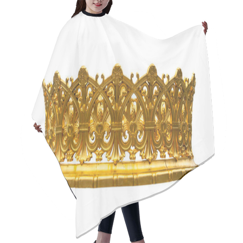 Personality  Isolated Crown Gold Details On A White Background. Hair Cutting Cape