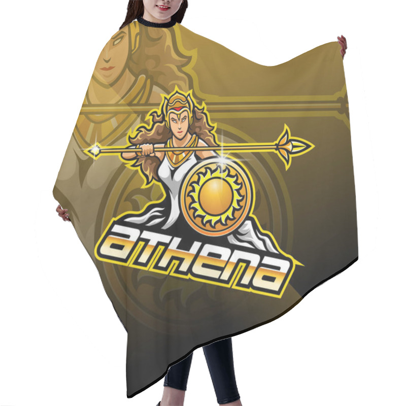 Personality  Athena Esport Mascot Logo Design Hair Cutting Cape