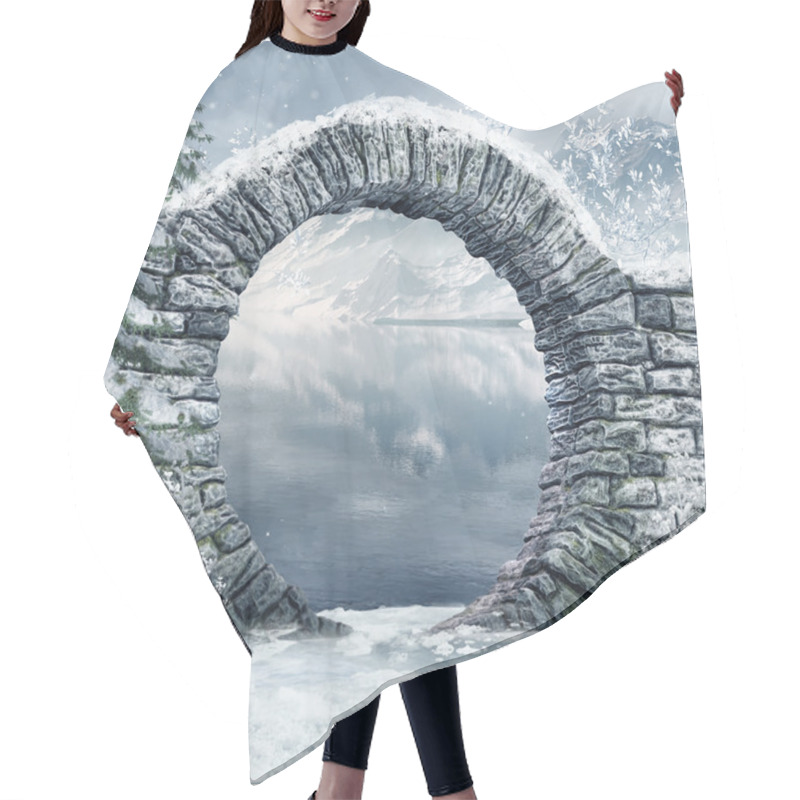 Personality  Ruins In A Snowy Landscape Hair Cutting Cape