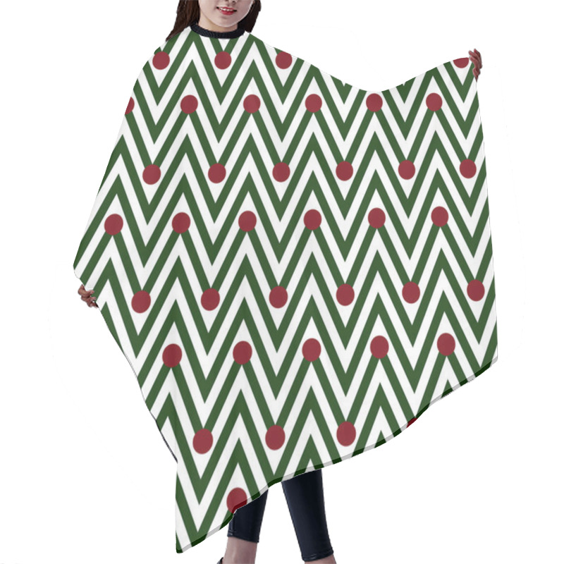 Personality  Green And White Horizontal Chevron Striped With Polka Dots Backg Hair Cutting Cape