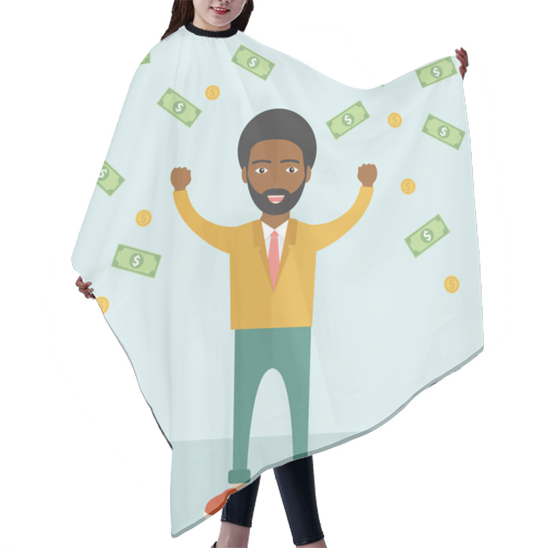 Personality  Business Man Under Money Rain Hair Cutting Cape