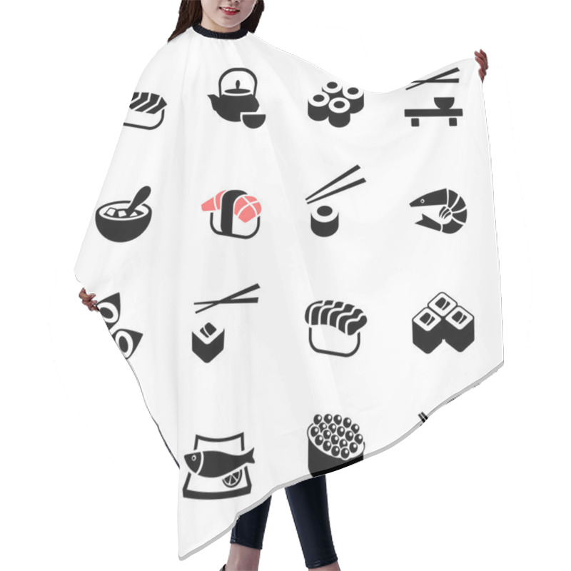 Personality  Japanese Food Sushi Collection. Web Icon Set Hair Cutting Cape