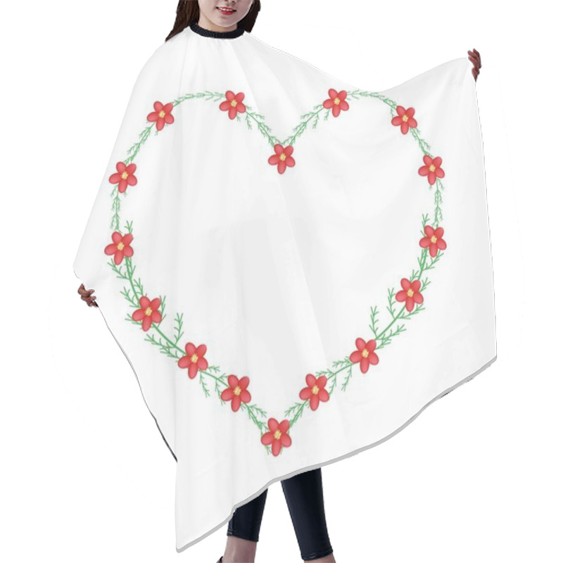 Personality  Red Yarrow Flowers In A Heart Shape Frame Hair Cutting Cape