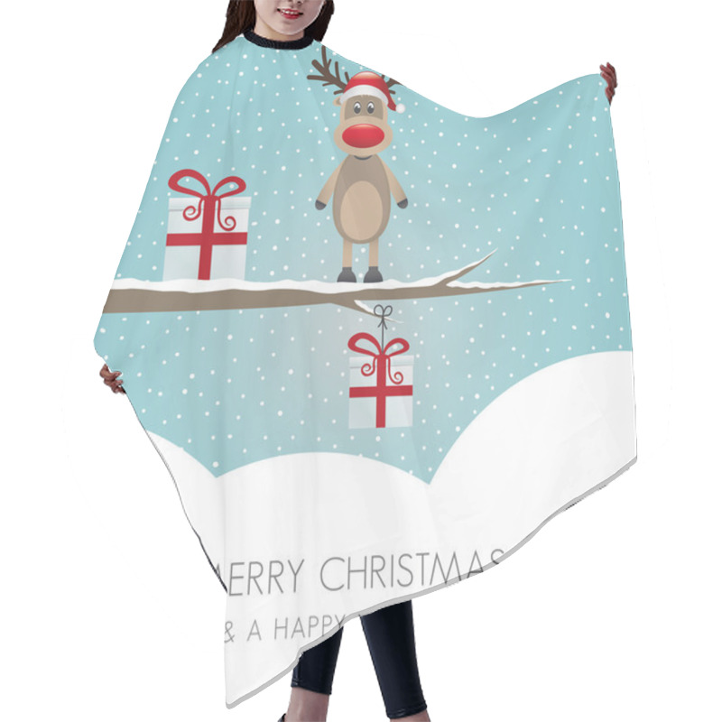 Personality  Reindeer Figure On Branch Snowy Winter Landscape Hair Cutting Cape