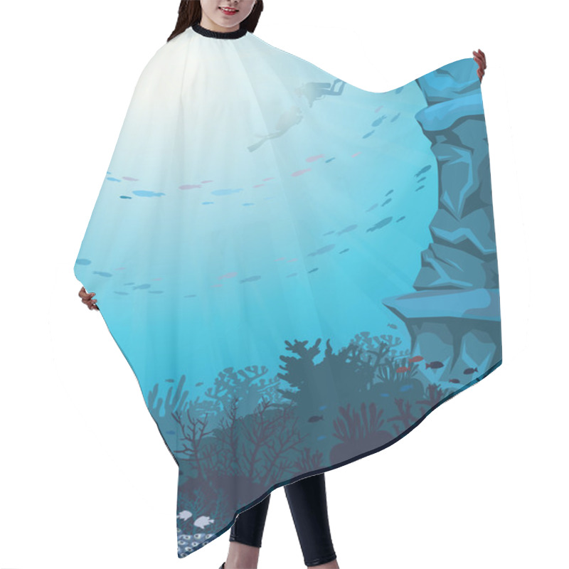 Personality  Underwater Sea - Divers And Coral Reef. Hair Cutting Cape