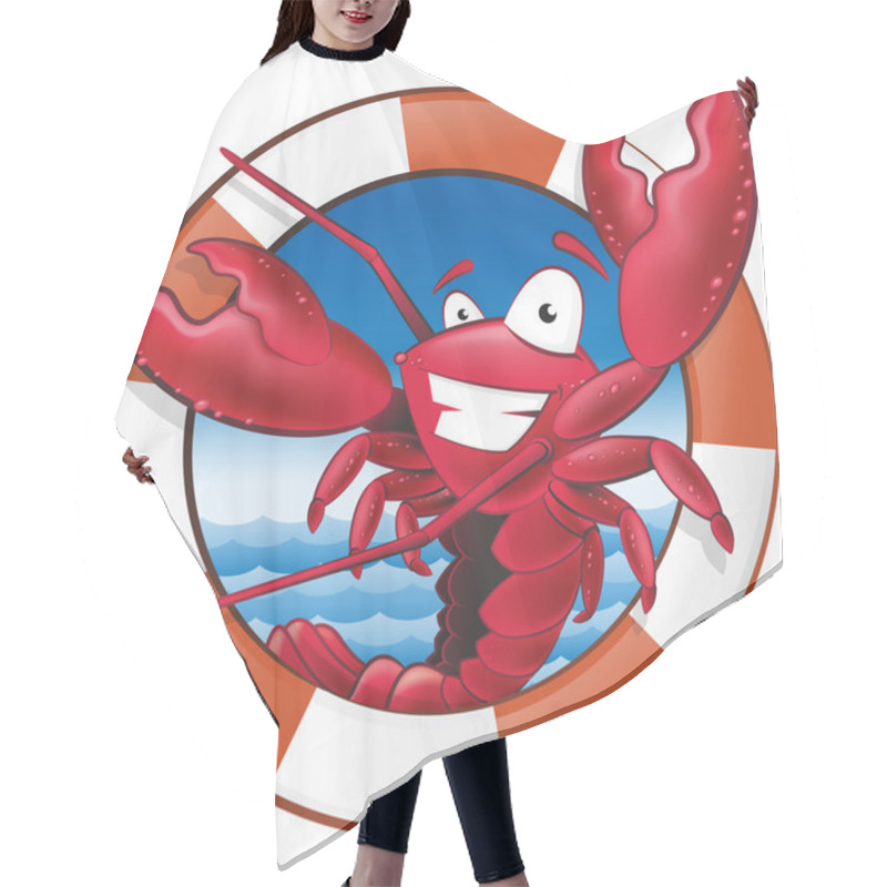 Personality  Cute Lobster Chef Character In Nautical Themed Frame. Hair Cutting Cape